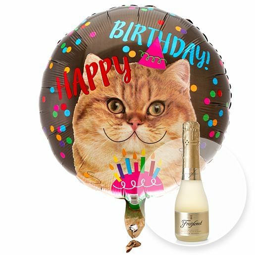 Ballon Happy Birthday Cat und Freixenet Semi Seco