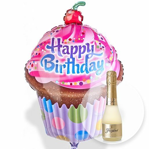 Riesenballon Happy Birthday Cupcake und Freixenet Semi Seco